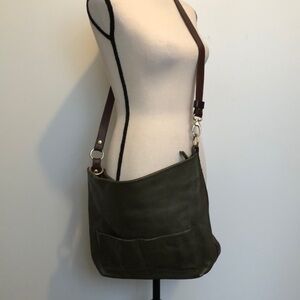 Valentina Genuine Pebble Leather Made in Italy green purse handbag hobo bucket